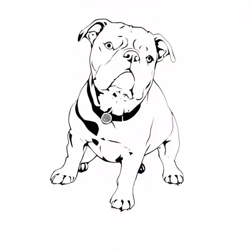 a black and white american bully tattoo design idea
