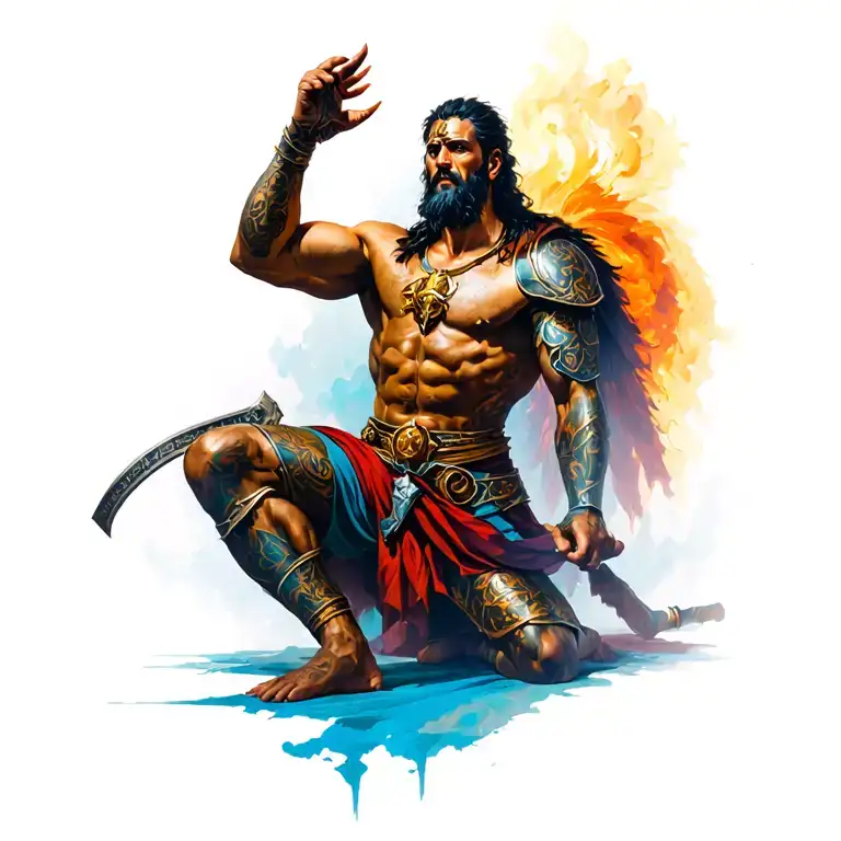 spartin warrior kneeling to god tattoo design idea