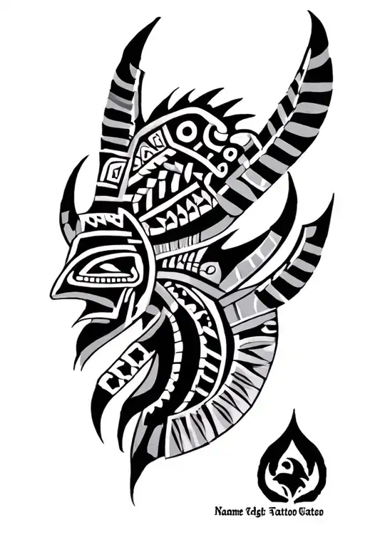 Aztec Tribal with names tattoo design idea