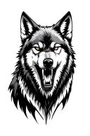 snarling wolf looking forward tattoo design idea