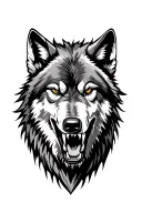 snarling wolf looking forward tattoo design idea