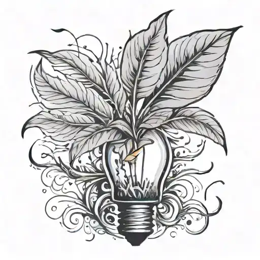 plant with a light bulb tattoo design idea