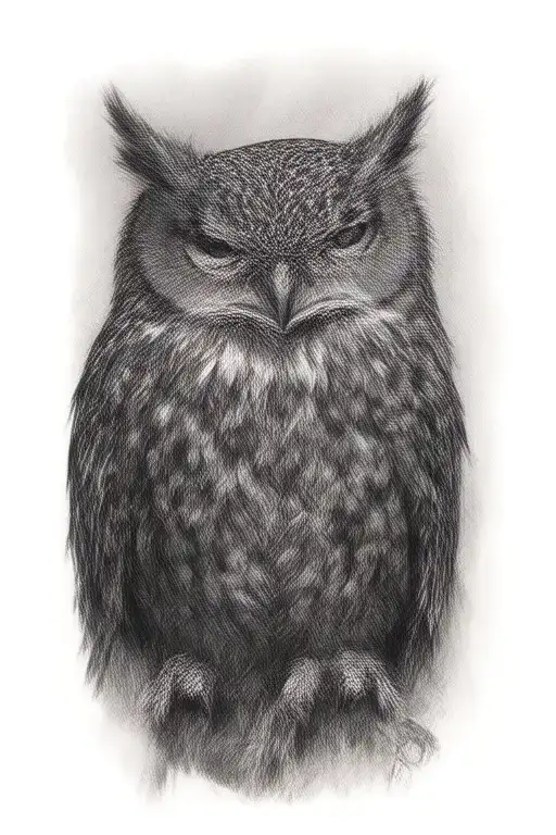 native american wizard owl tattoo design idea
