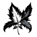 a heather leaf intertwined with a white feather  tattoo design idea