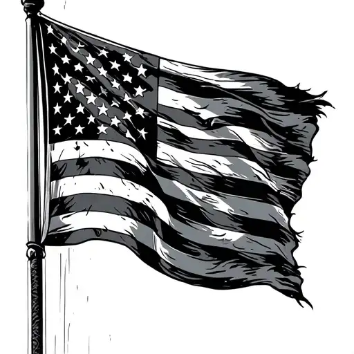 Weathered Flag tattoo design idea