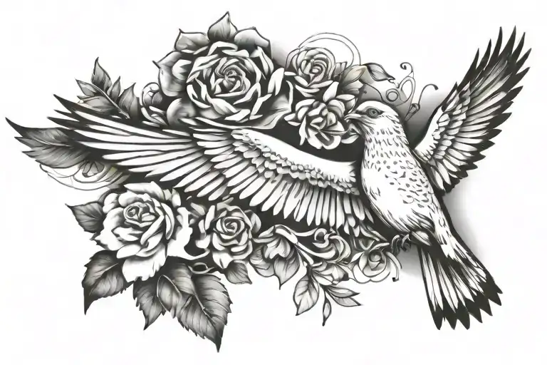 serendipity woman free bird tattoo design idea
