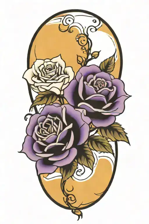 roses purple black tattoo design idea
