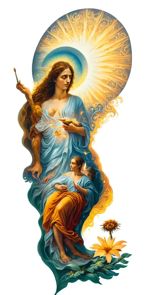 7 Days Of Creation Bible stories incorporated within tattoo design idea