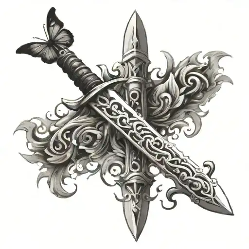 Butterfly Sword tattoo design idea