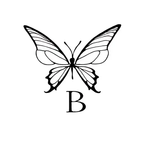 INFP, butterfly, a cursive letter B ,fire, reborn, love, beauty, black and white tattoo design idea