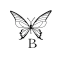 INFP, butterfly, a cursive letter B ,fire, reborn, love, beauty, black and white tattoo design idea