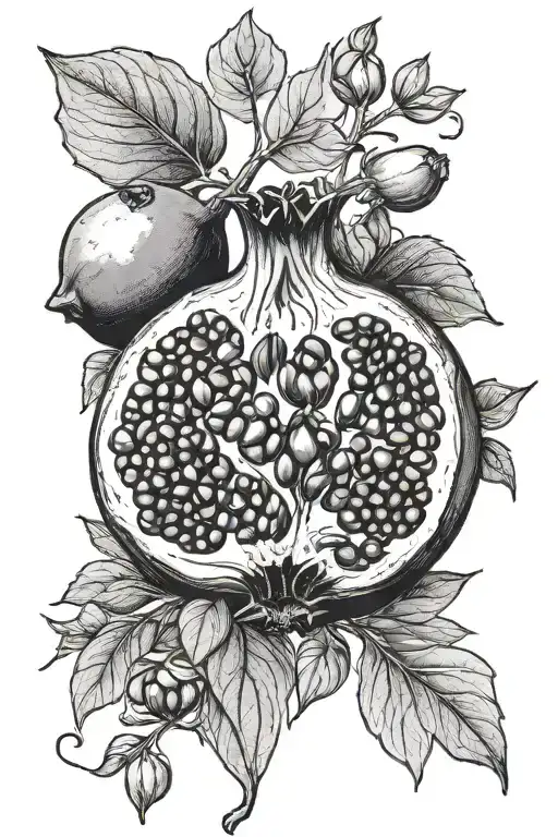 pomegranate fig pistachio tattoo design idea