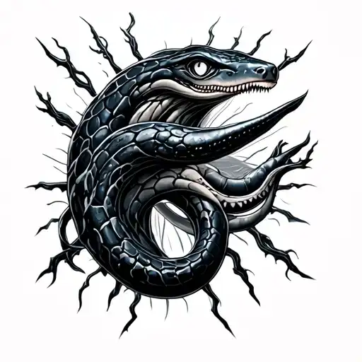 cyborg skin electric eels tattoo design idea