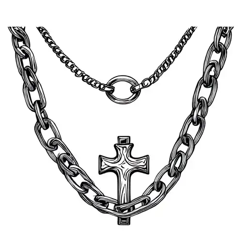 chainlink necklace with a cross tattoo design idea