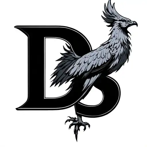 Phoenix with the letters DS tattoo design idea
