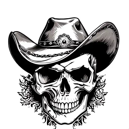 cowboy skull tattoo design idea