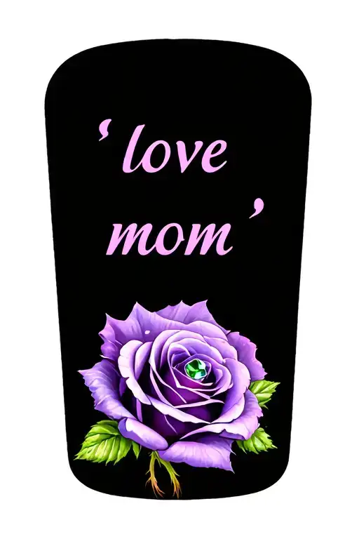 "love mom" memorial for mom purple roses peridot birthstone tattoo design idea