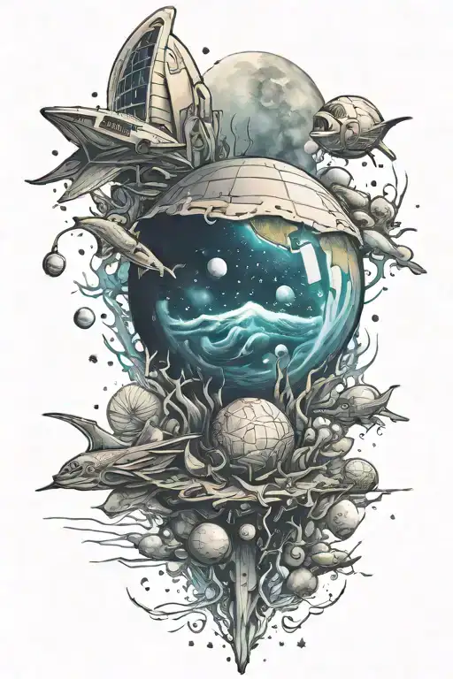ocean space themed tattoo tattoo design idea