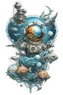 ocean space themed tattoo tattoo design idea