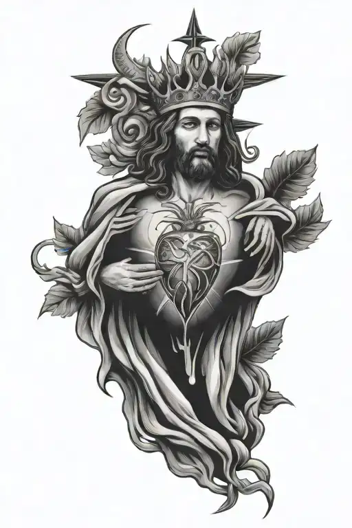 sacred heart of Jesus Christ tattoo design idea
