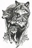 wolf protecting its cubs tattoo design idea