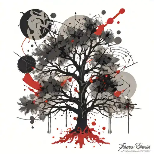 tree abstract compas tattoo design idea