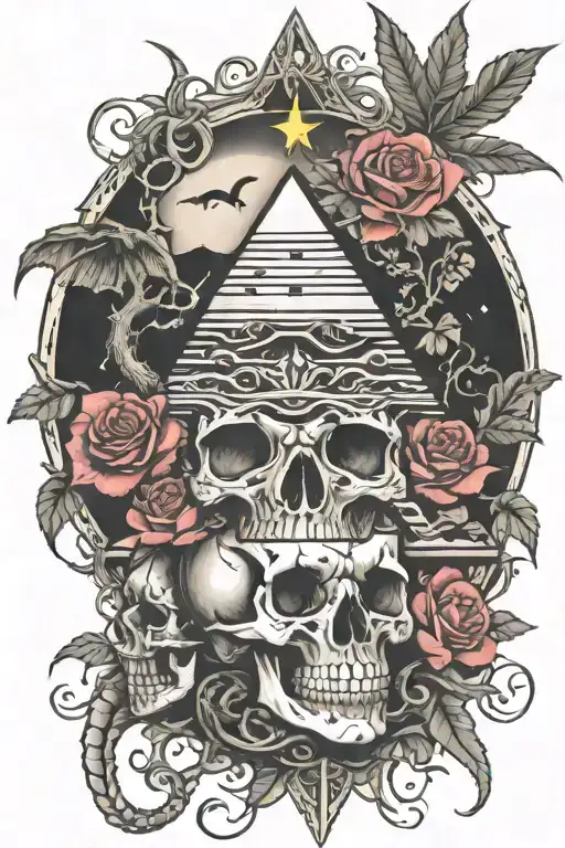 eyeball pyramid dragon roses skull tattoo design inspired tattoo with a big tree waterfall moon whale nasty bird snakes  tattoo design idea