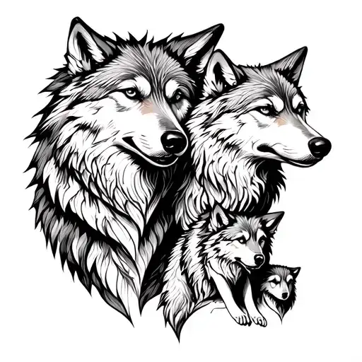 wolve Family agape tattoo design idea