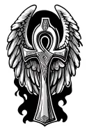 ankh with wings spread wide tattoo design idea