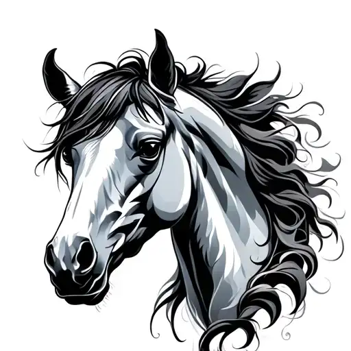 elegant horse head emerging tattoo design idea