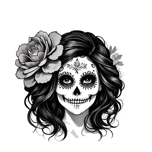 Day of the Dead, Female Beautiful Woman Smiling tattoo design idea