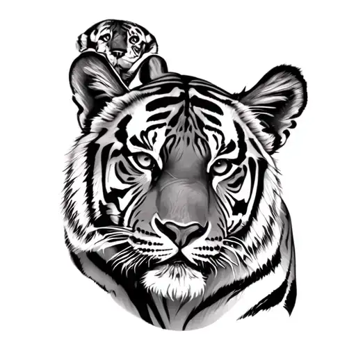 Tiger And 2 Cubs tattoo design idea