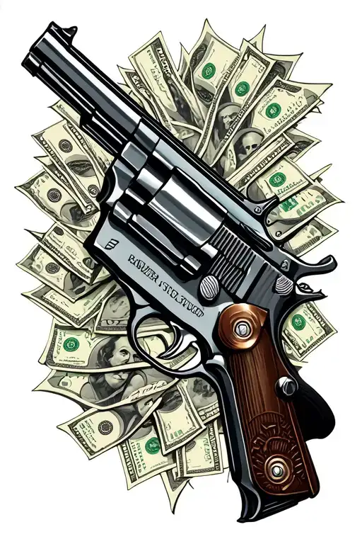 gun and money black grey tattoo tattoo design idea