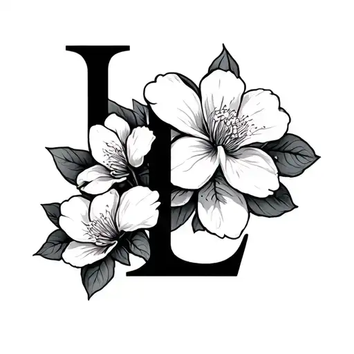 "L" orange blossom tattoo design idea