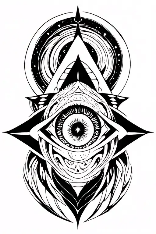 Lemurian starseed tattoo with spiral, whale shark markings, Pleiadian star cluster, triangle with third eye" tattoo design idea