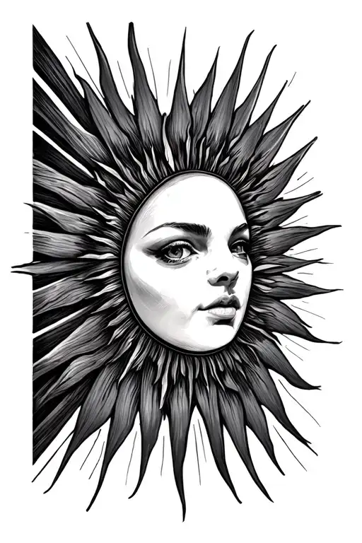 half sun rays radiating tattoo design idea