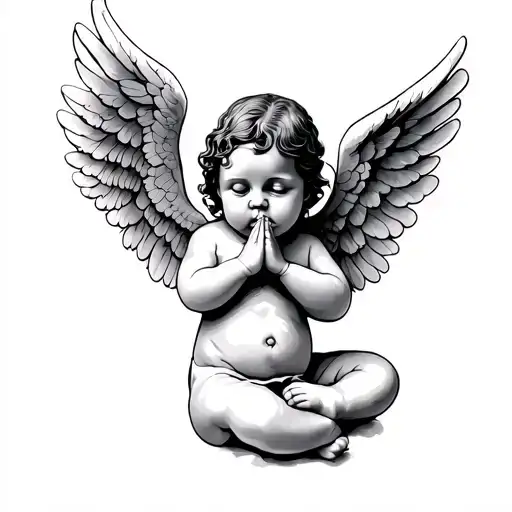 Baby Angel Praying tattoo design idea