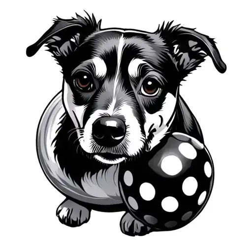 dog and ball tattoo design idea