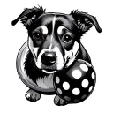 dog and ball tattoo design idea