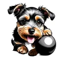 dog and ball tattoo design idea