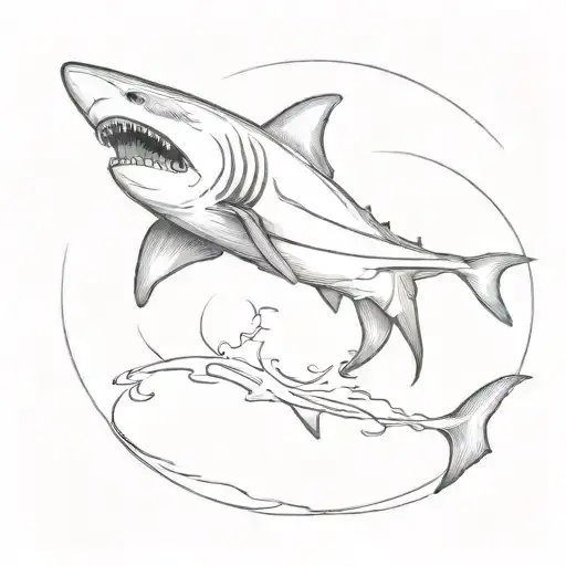 wild shark jumping tattoo design idea