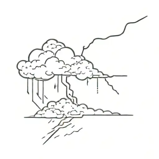 a cloud permeated by a lightning striking tattoo design idea