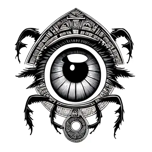 Small tattoo fine Egyptian mythology (eye of Horus, Ankh key, Isis sitting, beetle) tattoo design idea