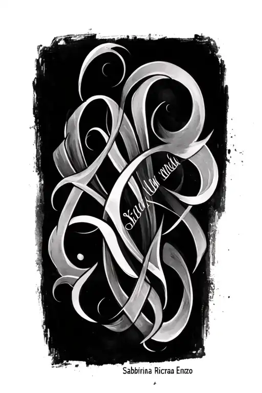  “Tattoo on right arm with the names Ángela, Sabrina, Ricardo and Enzo in a symbolic, elegant design.”  en un boomerang tattoo design idea