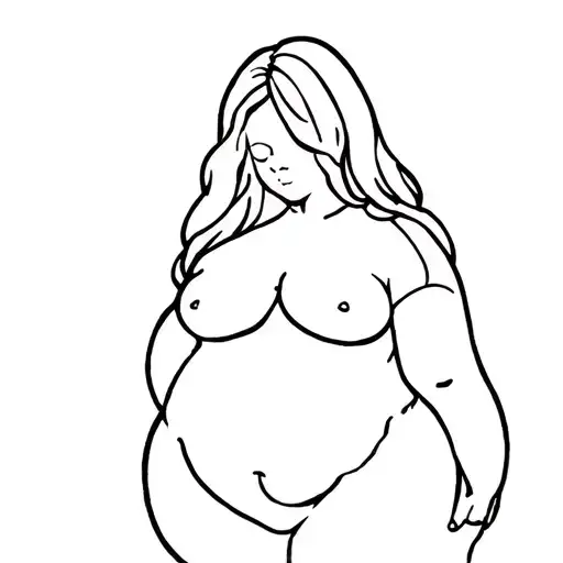 Chubby girl siluette, no face, just the body tattoo design idea