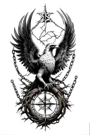phoenix, broken chains, compass, tree of life intertwined tattoo design idea