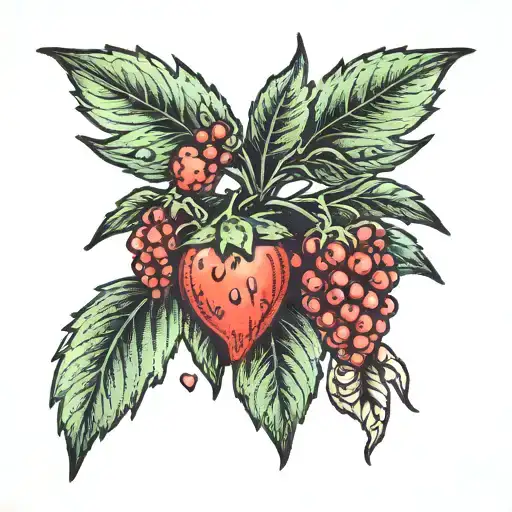 creeping plant with hearts as large berries half in flames half frozen tattoo design idea