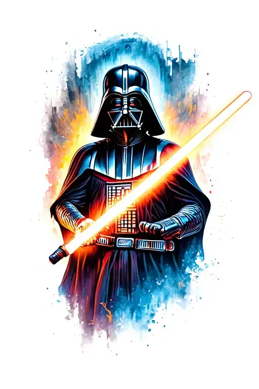 darth Vader wielding a lightsaber tattoo design idea