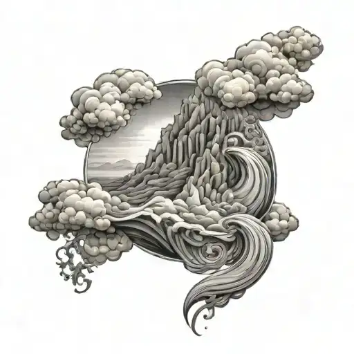 Moses who separates the sea mountain cloud tattoo design idea