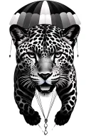parachuting jaguar tattoo design idea